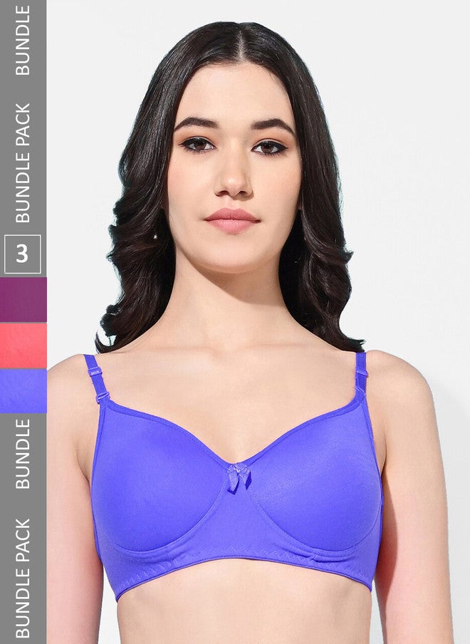 FIMS Pack Of 3 Full Coverage Lightly Padded Everyday Bras With All Day Comfort - Image 1