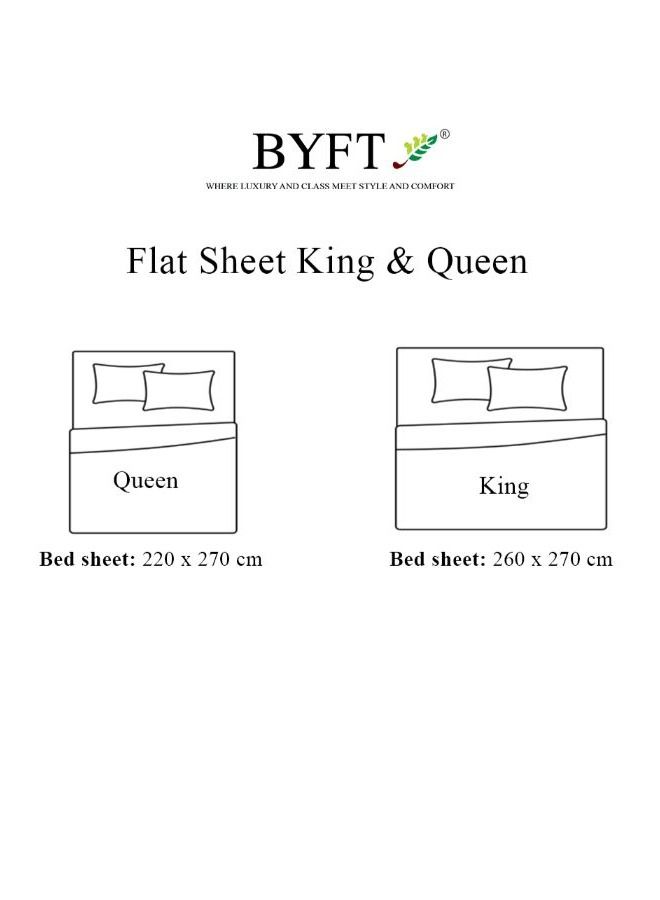 BYFT Tulip (Brown) Queen Size Flat Sheet and Pillow Covers with 1cm Satin Stripe (Set of 3Pcs) Cotton, Soft and Luxurious Hotel Quality Bed linen-300TC - Image 5