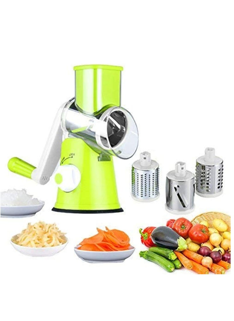 REFURA - Manual Speedy Rotared Vegetable Fruit Cheese Nut Slicer Cutter Shredder Grinder With 3 Interchangeable Round Stainless Steel Blades RE-5421 - Image 1
