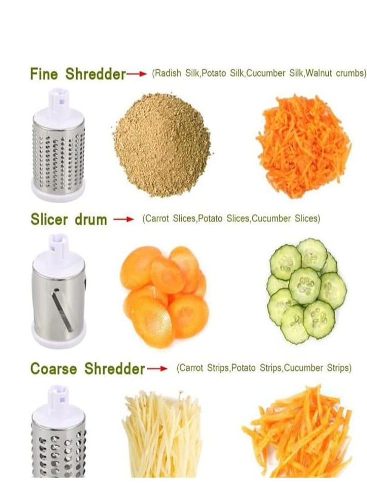 REFURA - Manual Speedy Rotared Vegetable Fruit Cheese Nut Slicer Cutter Shredder Grinder With 3 Interchangeable Round Stainless Steel Blades RE-5421 - Image 1