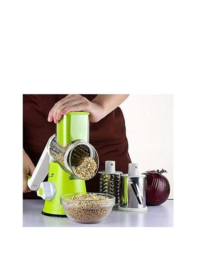 REFURA - Manual Speedy Rotared Vegetable Fruit Cheese Nut Slicer Cutter Shredder Grinder With 3 Interchangeable Round Stainless Steel Blades RE-5421 - Image 1