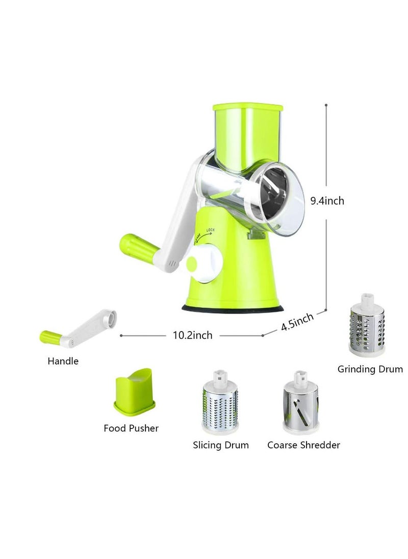 REFURA - Manual Speedy Rotared Vegetable Fruit Cheese Nut Slicer Cutter Shredder Grinder With 3 Interchangeable Round Stainless Steel Blades RE-5421 - Image 1