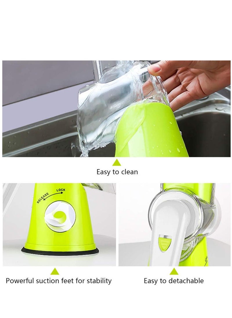 REFURA - Manual Speedy Rotared Vegetable Fruit Cheese Nut Slicer Cutter Shredder Grinder With 3 Interchangeable Round Stainless Steel Blades RE-5421 - Image 1