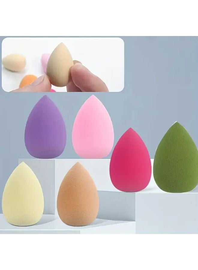6 قطع إسفنج مكياج بيضاوي الشكل بألوان مختلطة غير لاتكس مضاد للحساسية للاستخدام الجاف والرطب - Image 2