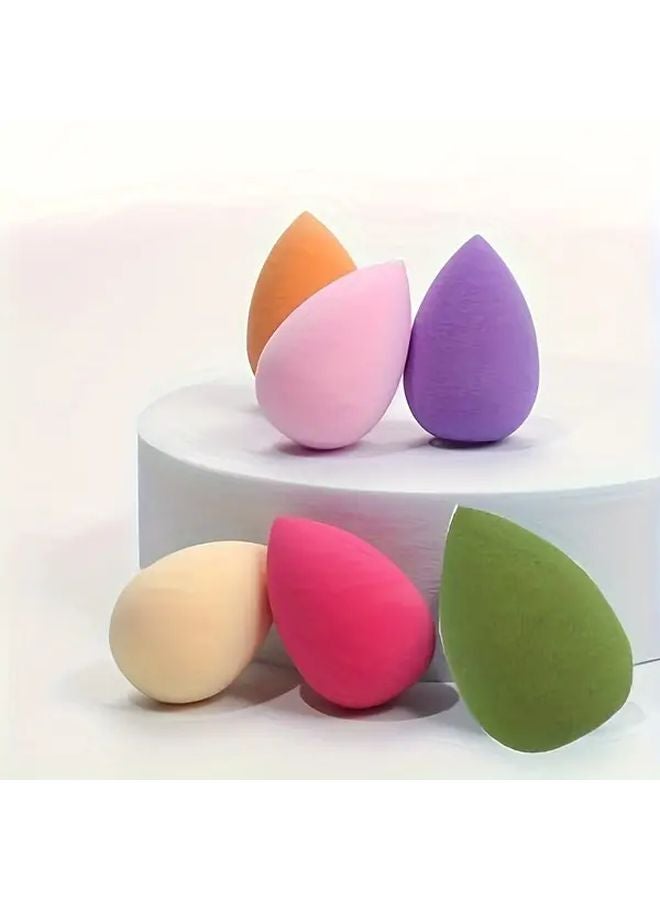 6 قطع إسفنج مكياج بيضاوي الشكل بألوان مختلطة غير لاتكس مضاد للحساسية للاستخدام الجاف والرطب - Image 3
