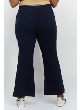 The Giving Movement Women Regular Fit Wide Leg Textured Flare Pants, Navy  - Image 4