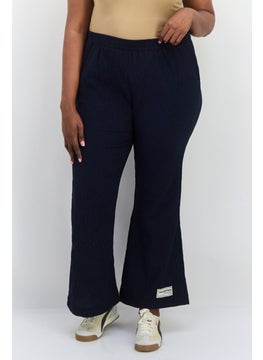 The Giving Movement Women Regular Fit Wide Leg Textured Flare Pants, Navy  - Image 1