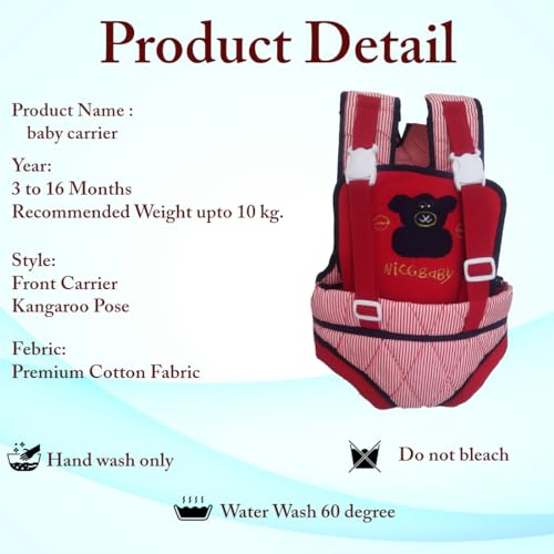 MammaChamp Kangaroo Bag/Baby Carrier with 3 Carry Positions, 3 to 16 Months Baby, Adjustable New-Born to Toddler Carrier with Cushioned Leg Support, Max Weight Up to 10 Kgs (RED) - Image 3