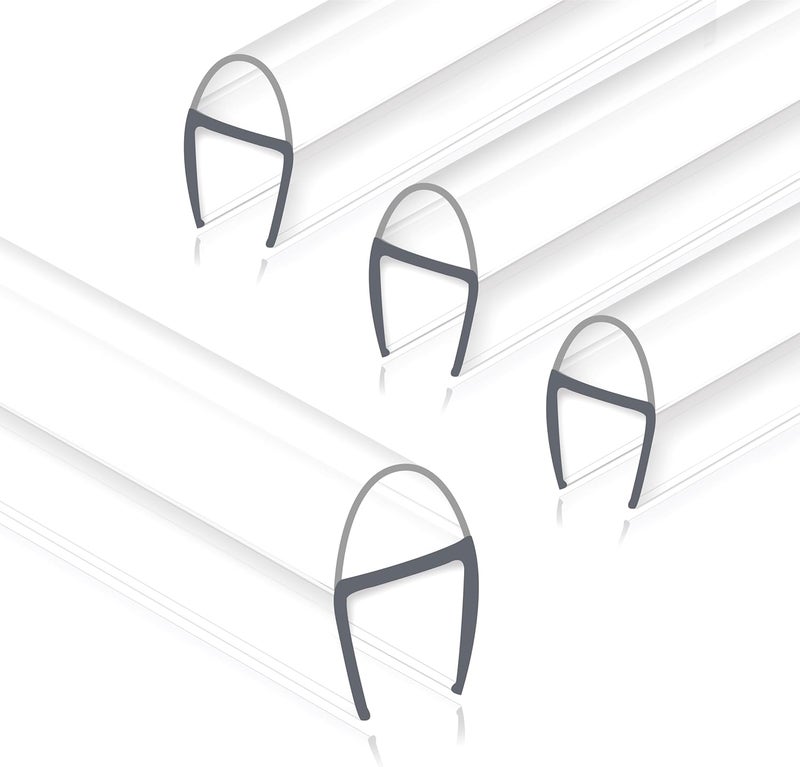 EAISMON Frameless Shower Door Seal Strip 4 Pack x 39 Inch U for 3/8" Thick Glass Shower Door Side Seal Strip Bottom Seal Door Sweep Ultra Clear Polycarbonate, Stop Shower Leaks Create A Water Barrier - Image 1