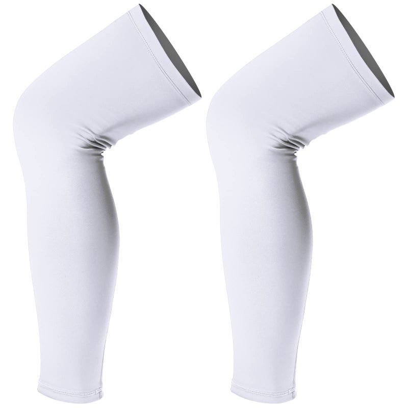 Skylety Leg Sleeves Compression Long Knee Sleeve for Men Women Sport Basketball Football (White,2 Pieces) - Image 1