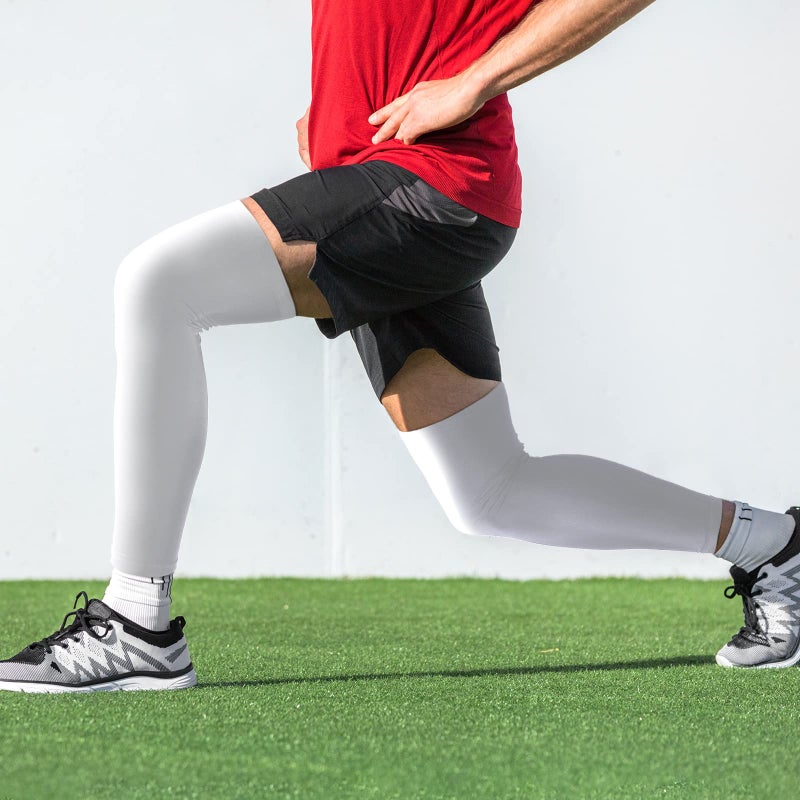 Skylety Leg Sleeves Compression Long Knee Sleeve for Men Women Sport Basketball Football (White,2 Pieces) - Image 4