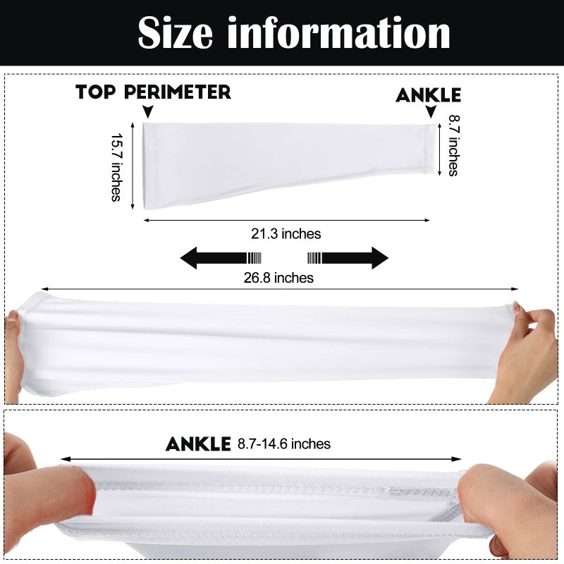 Skylety Leg Sleeves Compression Long Knee Sleeve for Men Women Sport Basketball Football (White,2 Pieces) - Image 3