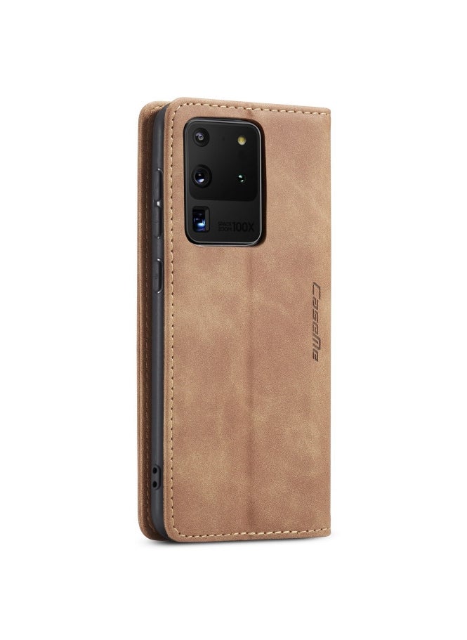 CaseMe CaseMe Samsung Galaxy S20 Ultra Case Wallet, for Samsung Galaxy S20 Ultra Wallet Case Book Folding Flip Folio Case with Magnetic Kickstand Card Slots Protective Cover - Brown  - Image 2