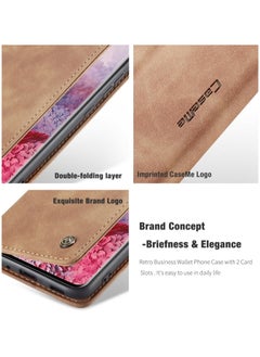 CaseMe CaseMe Samsung Galaxy S20 Ultra Case Wallet, for Samsung Galaxy S20 Ultra Wallet Case Book Folding Flip Folio Case with Magnetic Kickstand Card Slots Protective Cover - Brown  - Image 3
