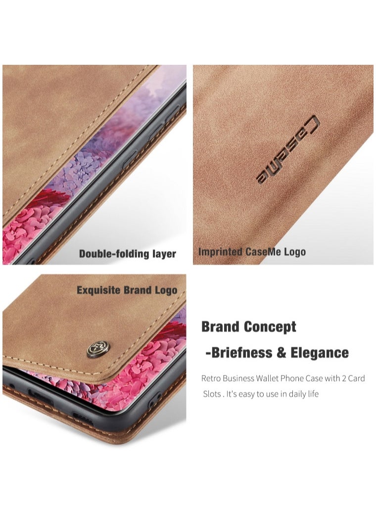 CaseMe CaseMe Samsung Galaxy S20 Ultra Case Wallet, for Samsung Galaxy S20 Ultra Wallet Case Book Folding Flip Folio Case with Magnetic Kickstand Card Slots Protective Cover - Brown  - Image 3