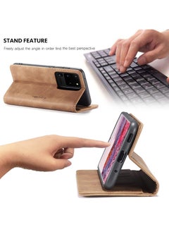 CaseMe CaseMe Samsung Galaxy S20 Ultra Case Wallet, for Samsung Galaxy S20 Ultra Wallet Case Book Folding Flip Folio Case with Magnetic Kickstand Card Slots Protective Cover - Brown  - Image 4