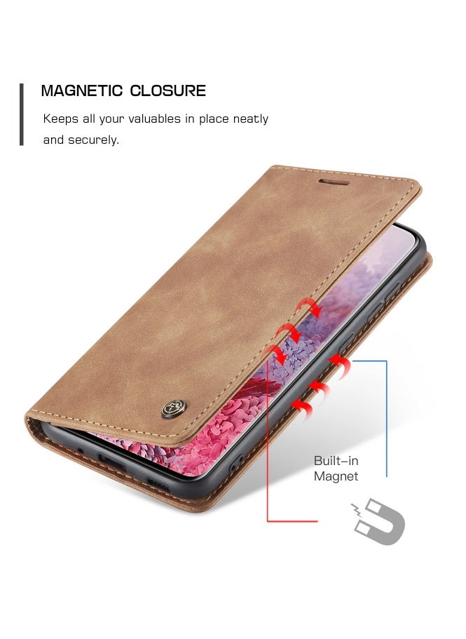 CaseMe CaseMe Samsung Galaxy S20 Ultra Case Wallet, for Samsung Galaxy S20 Ultra Wallet Case Book Folding Flip Folio Case with Magnetic Kickstand Card Slots Protective Cover - Brown  - Image 5