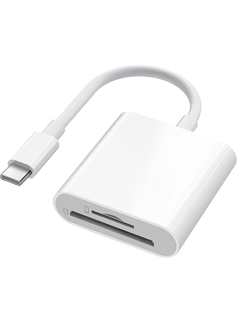 SD Card Reader for iPhone 15/16/17 Series Dual Slot USB 3.0 Memory Card Reader Portable USB C to SD Micro SD/TF Card Adapter for iPad Pro MacBook Android Camera Laptop Plug and Play - Image 1