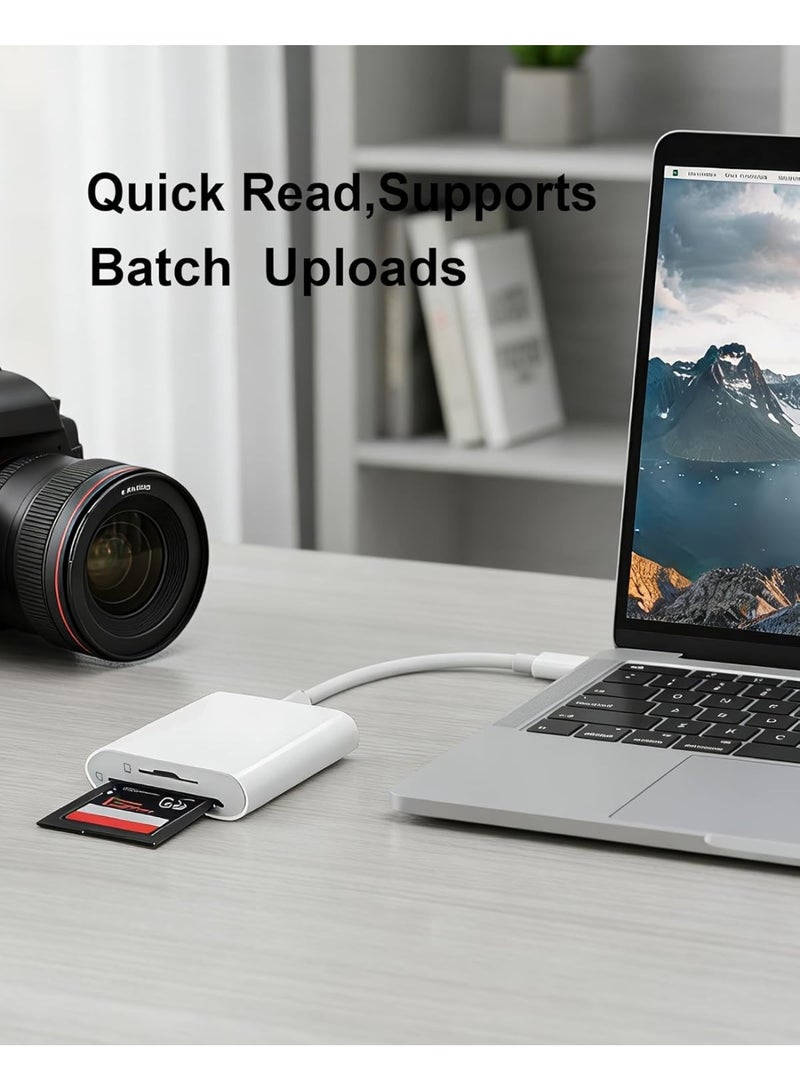 SD Card Reader for iPhone 15/16/17 Series Dual Slot USB 3.0 Memory Card Reader Portable USB C to SD Micro SD/TF Card Adapter for iPad Pro MacBook Android Camera Laptop Plug and Play - Image 4