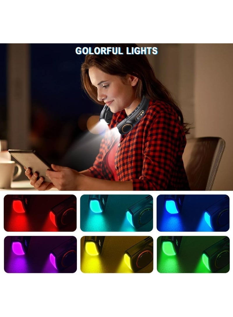 زاڤي مكيف هواء للرقبة، مروحة رقبة محمولة مع تدفق هواء مبرد بالكافور بدون شفرات، مروحة رقبة USB قابلة للشحن بخمس سرعات، شاشة LED، مروحة شخصية للسفر في الهواء الطلق والاستخدام الداخلي (أسود) - Image 4