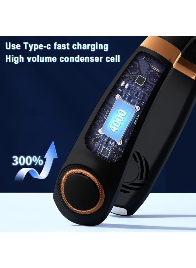 زاڤي مكيف هواء للرقبة، مروحة رقبة محمولة مع تدفق هواء مبرد بالكافور بدون شفرات، مروحة رقبة USB قابلة للشحن بخمس سرعات، شاشة LED، مروحة شخصية للسفر في الهواء الطلق والاستخدام الداخلي (أسود) - Image 5