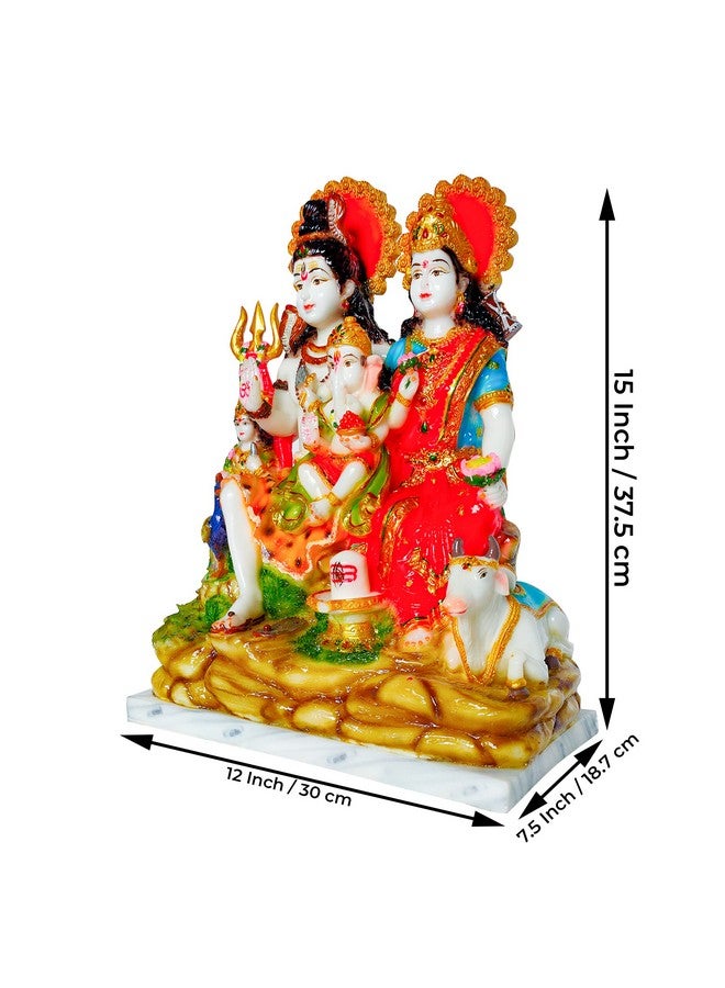 FABZONE Marble Dust Lord Shiv Parivar | Shiv Family Idol, Multicolor, 15 Inches, 1 Piece - Image 2