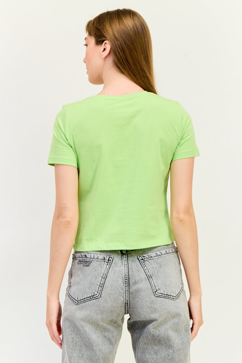 Only x Spongebob Women Crew Neck Graphic Print T-Shirt, Apple Green - Image 2