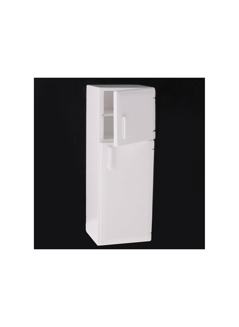 جي جوت ثلاجة خشبية بيضاء مع فريزر ومنزل دمى صغير بمقياس 1/12 متينة ومفيدة - Image 2