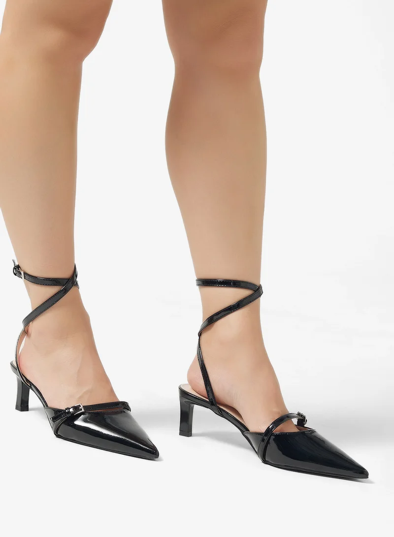 ELLA Mid Heel Ankle Strap Pump