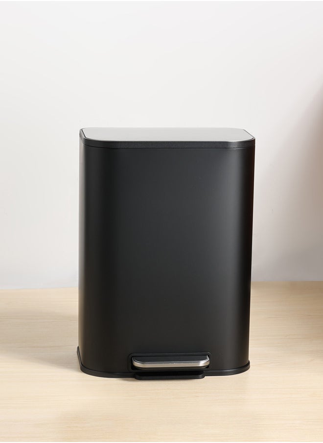 Trust - Stainless Steel Trash Bin 12L Black & Silver Anti-Fingerprint & Soft Close Lid - Image 1
