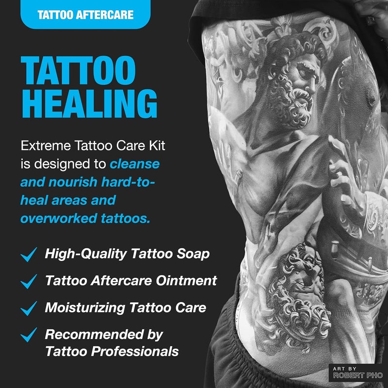 Global mainstream design picks Extreme Tattoo Care Complete Tattoo Aftercare Kit For Hard to Heal Tattoos, Including All Natural Moisturizing Blue Green Soap, Healing Aquatat Ointment, & Moisturizing Care Cream Simple practical structure - Image 2