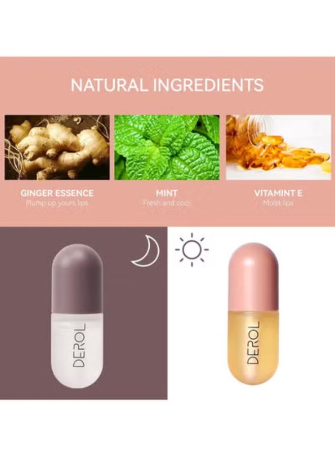 ديرول مجموعة من قطعتين مجموعة زيت تكبير الشفاه ليلاً ونهاراً - Image 5