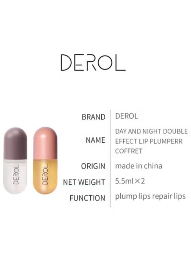 ديرول مجموعة من قطعتين مجموعة زيت تكبير الشفاه ليلاً ونهاراً - Image 2
