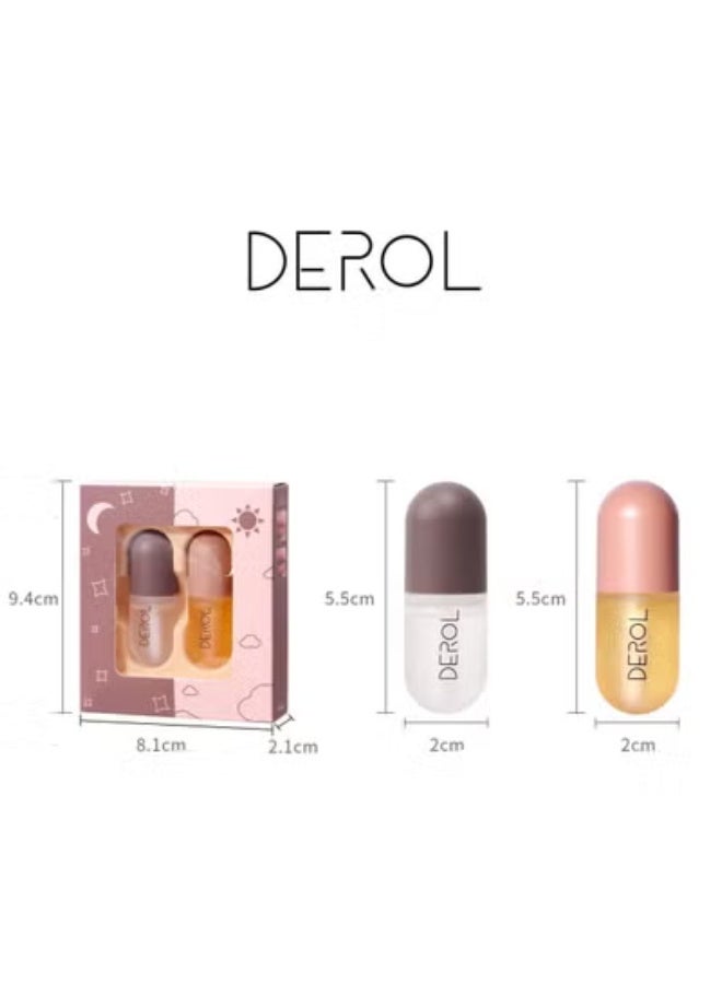 ديرول مجموعة من قطعتين مجموعة زيت تكبير الشفاه ليلاً ونهاراً - Image 3