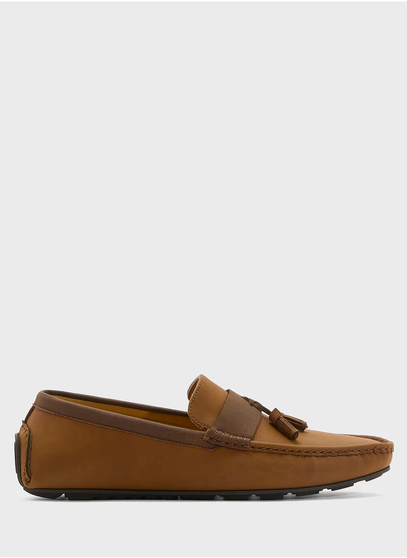 Robert Wood Tassel Detail Nubuck Loafers