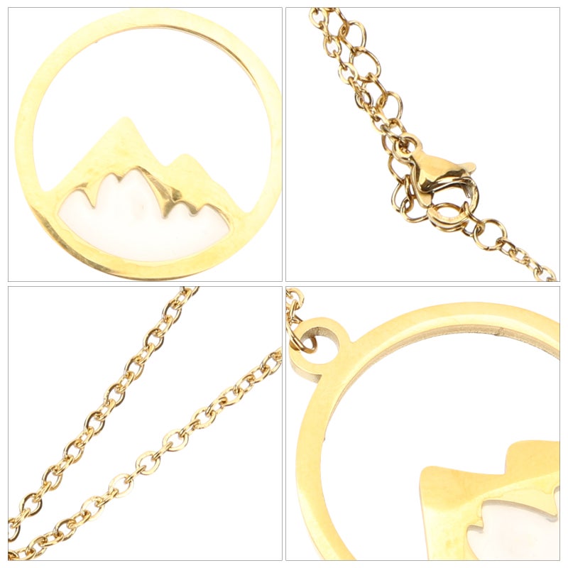 2pcs Stainless Steel Necklace Mountain Pendant Necklace Simple Necklace For Women - Image 5