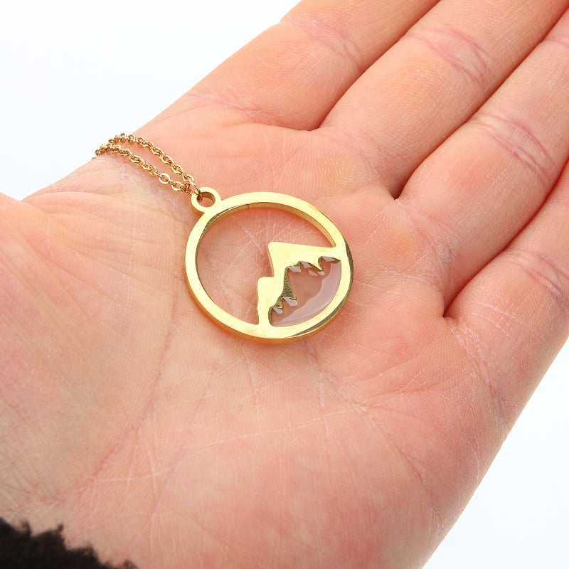 2pcs Stainless Steel Necklace Mountain Pendant Necklace Simple Necklace For Women - Image 4