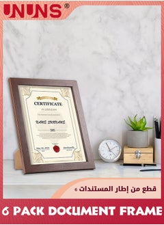 UNUNS 8.5x11.7 Document Frame,Set Of 6 Document Certificate Frame,Picture Frames For Wall And Tabletop,Brown  - Image 4
