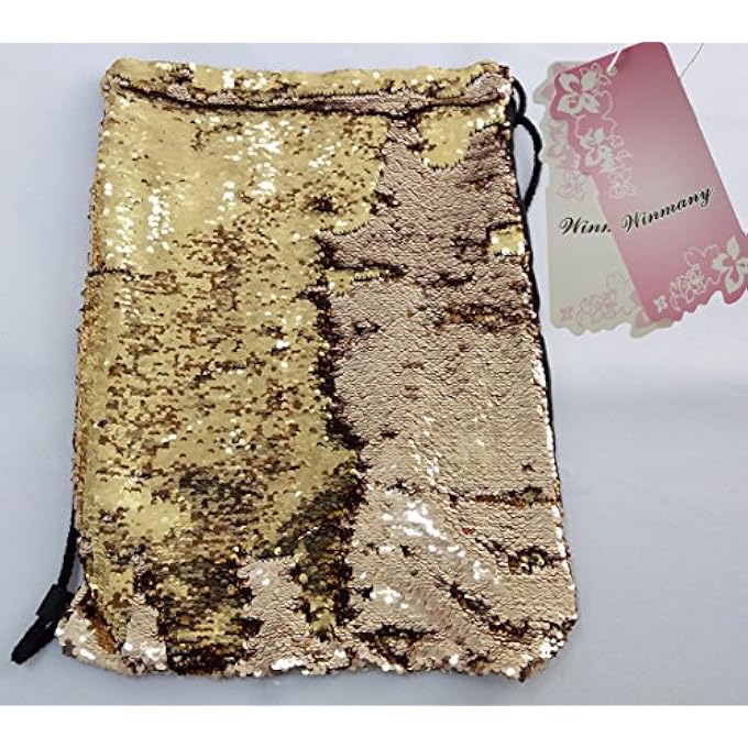 Winmany Mermaid Sequin Drawstring Backpack Glittering Outdoor Shoulder Bag Magic Reversible Glitter Drawstring Backpack Fashion Bling Shining Bag Sports Backpack Bag - Image 4