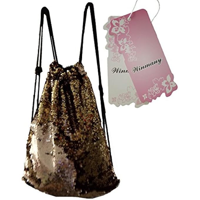 Winmany Mermaid Sequin Drawstring Backpack Glittering Outdoor Shoulder Bag Magic Reversible Glitter Drawstring Backpack Fashion Bling Shining Bag Sports Backpack Bag - Image 5