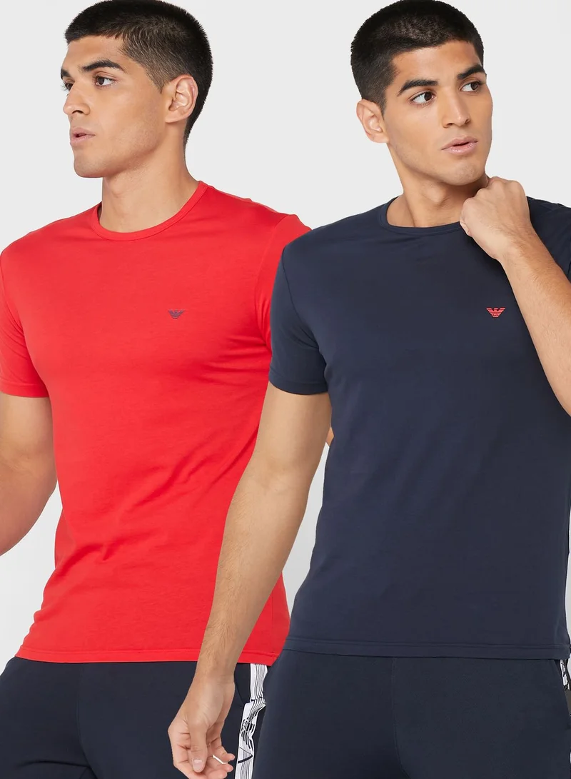 EMPORIO ARMANI 2 Pack Chest Logo Crew Neck T-Shirt
