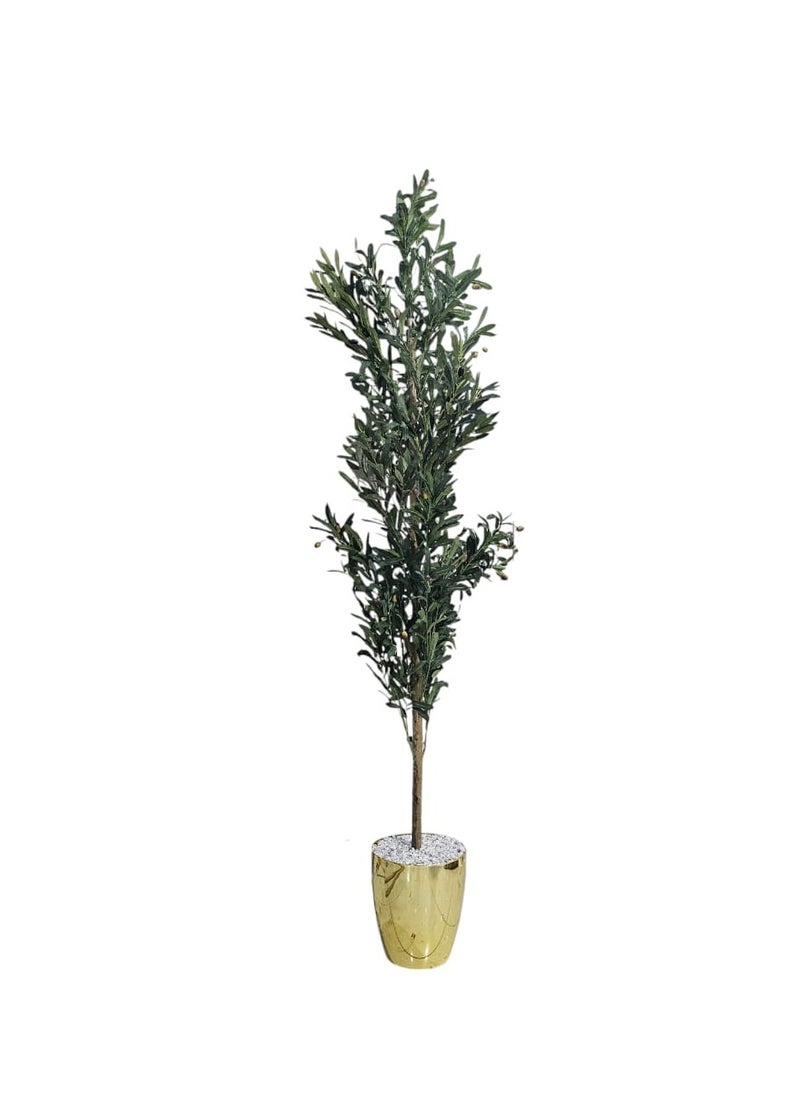 AL KHALDIYA Fruitful olive tree with a shiny golden pot, attractive design, make your home more elegant, 220 cm  - Image 3