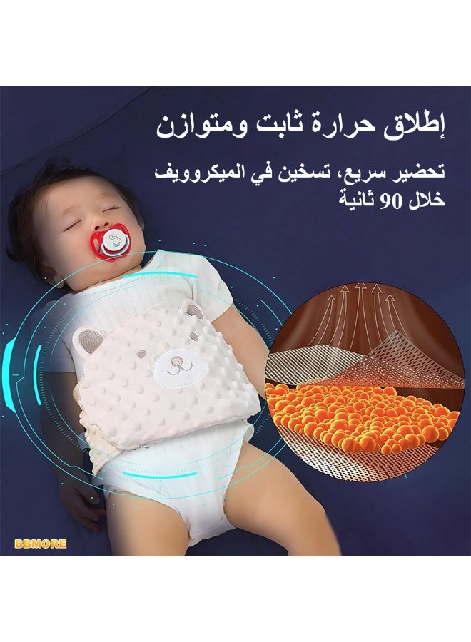 بي بي مور حزام تدفئة لبطن الرضيع لتخفيف المغص والغازات – حزام لفّ للرضع مع وسادة تدفئة للبطن، يخفف الغازات والانتفاخ واضطراب المعدة (بيج) - Image 3