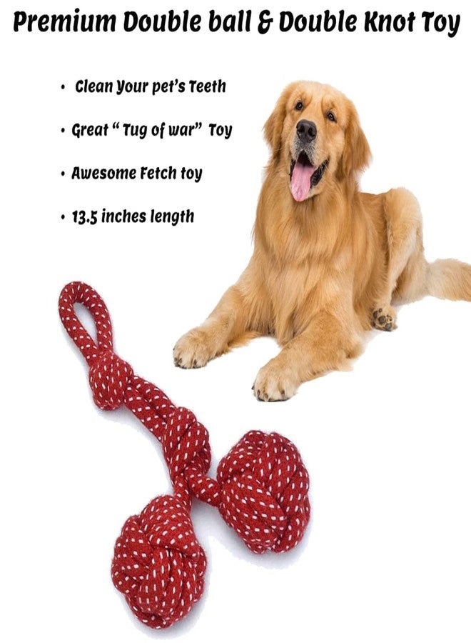 Pups&Pets ألعاب متينة للجراء من Pups&Pets، لعبة مضغ أسنان الكلاب بمقبضين من الحبل، لعبة كرة من حبل قطني لتنظيف اللثة، لعبة جزرة للمضغ للكلاب الصغيرة والمتوسطة الحجم - Image 2