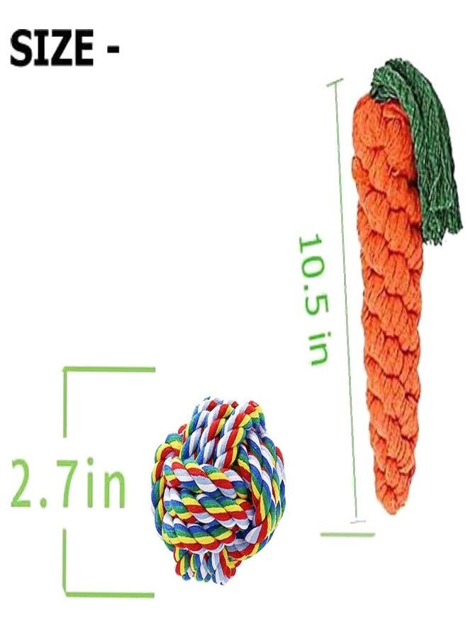 Pups&Pets ألعاب متينة للجراء من Pups&Pets، لعبة مضغ أسنان الكلاب بمقبضين من الحبل، لعبة كرة من حبل قطني لتنظيف اللثة، لعبة جزرة للمضغ للكلاب الصغيرة والمتوسطة الحجم - Image 4