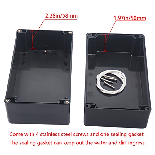 Otdorpatio Project Box IP65 Waterproof Junction Box ABS Plastic Black Electrical Boxes DIY Electronic Project Case Power Enclosure 7.87x4.72x4.45 inch (200x120x113 mm) - Image 4