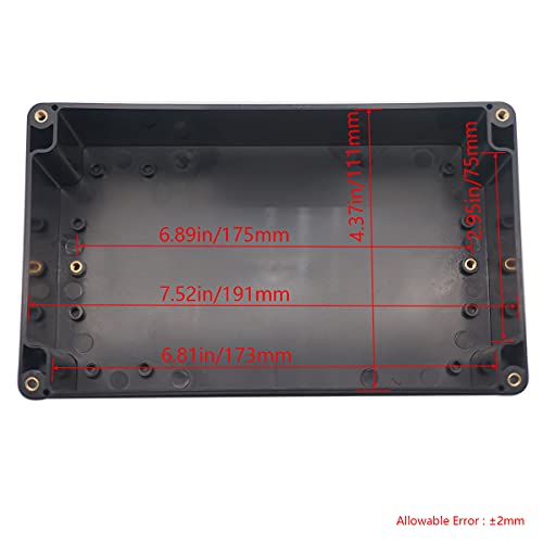 Otdorpatio Project Box IP65 Waterproof Junction Box ABS Plastic Black Electrical Boxes DIY Electronic Project Case Power Enclosure 7.87x4.72x4.45 inch (200x120x113 mm) - Image 3