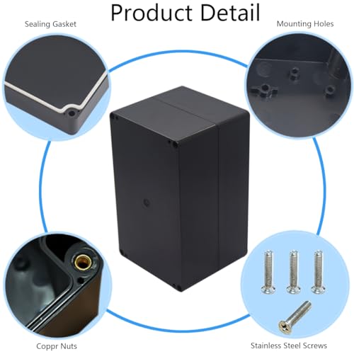 Otdorpatio Project Box IP65 Waterproof Junction Box ABS Plastic Black Electrical Boxes DIY Electronic Project Case Power Enclosure 7.87x4.72x4.45 inch (200x120x113 mm) - Image 5