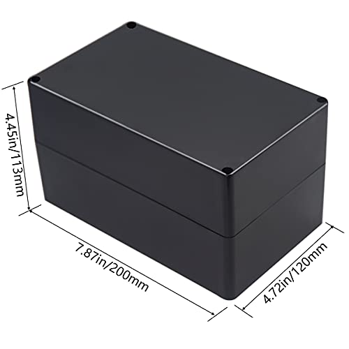 Otdorpatio Project Box IP65 Waterproof Junction Box ABS Plastic Black Electrical Boxes DIY Electronic Project Case Power Enclosure 7.87x4.72x4.45 inch (200x120x113 mm) - Image 2