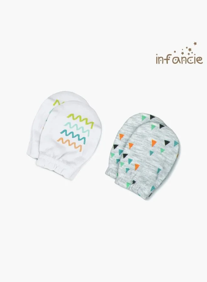 infancie Pack of 2- Printed Cotton Baby Mittens